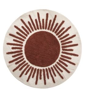 Tapis Décoratif Ivoire Et Canelle En Coton Motifs Tuftés D 90 Cm