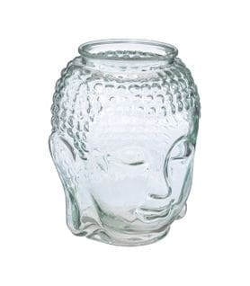 Vase Bouddha En Verre Transparent H 28  Cm