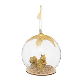 Boule De Noël En Verre "ecureuil" 8cm Or