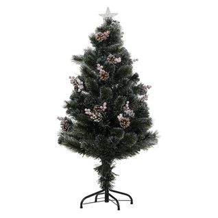 Sapin De Noël 120 Cm Pommes De Pin Lumineux Sofia - Vert