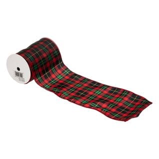 Guirlande De Noël Ruban Motif Tartan Rouge Et Vert 12 Cm X 5 M