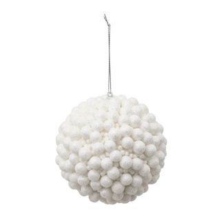 Boule De Noël Déco "billes" 10cm Blanc