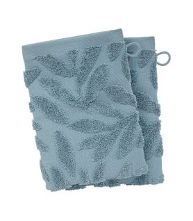 Lot De 2 Gants De Toilette En Coton Bleu Tissu Jacquard  15 X 21 Cm