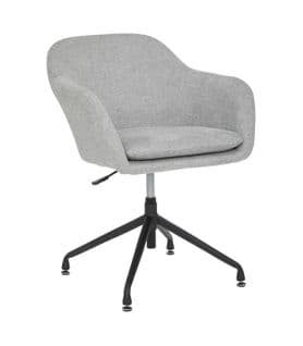 Fauteuil De Bureau Pivotant Tissu Gris Et Pieds En Métal