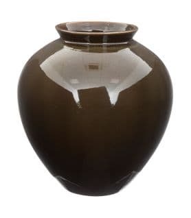 Vase En Céramique Émaillée Vert Kaki H 30 Cm