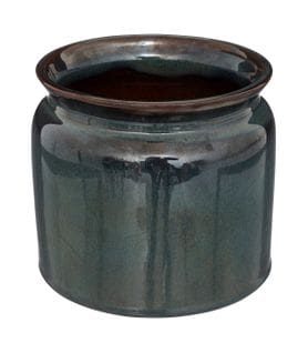 Pot En Céramique Émaillée Bleu D 16,8 X H 15 Cm