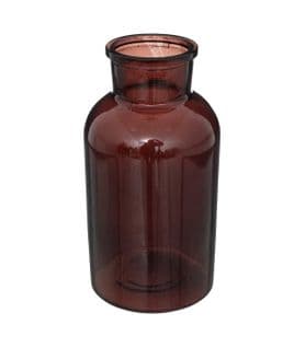 Vase De Forme Flacon D'apothicaire Ancien En Verre Marron H 20 Cm