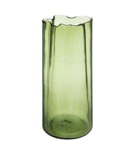 Vase Aux Contours Irréguliers En Verre Teinté Vert H 32 Cm