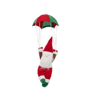 Gnome Père Noël En Parachute à Suspendre H 58 Cm