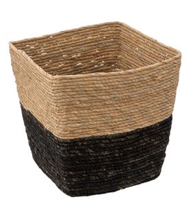 Boîte De Rangement Tressée Bicolore Noir 31 X 31 Cm