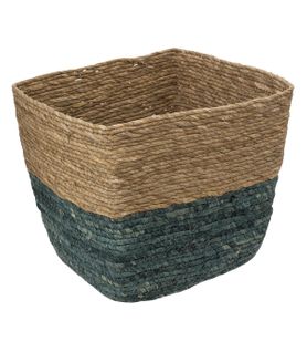 Boîte De Rangement Tressée Bicolore Pétrole 31 X 31 Cm