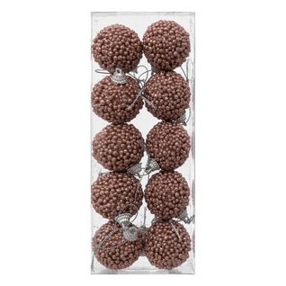 Déco De Sapin Kit 10 Boules De Noël  D 4 Cm Bille Rose Pailleté