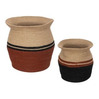 Lot De 2 Paniers Déco "kaia" 40cm Beige