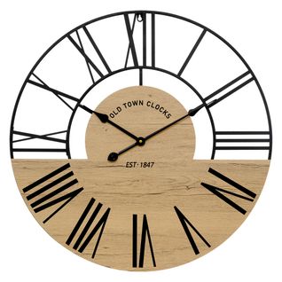 Grand Pendule Murale En Bois Et Métal Esprit Loft D 70 Cm