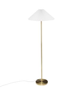 Lampadaire En Métal Doré Et Abat-jour En Coton Plissé H 150 Cm