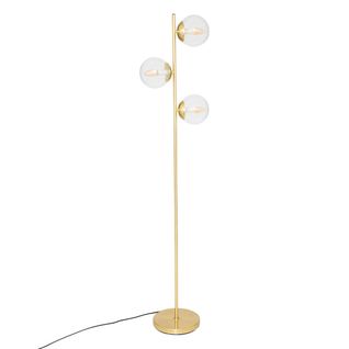 Lampadaire 3 Globes En Verre Et Métal Doré H 162 Cm