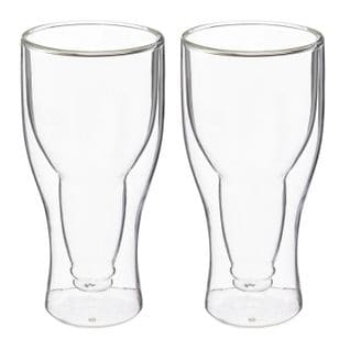 Lot De 2 Verres à Bière "double Paroi" 35cl Transparent