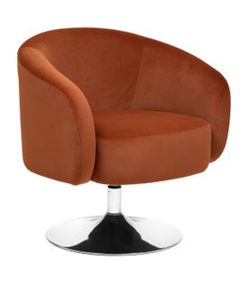 Fauteuil Pivotant En Tissu Velours Ambre Et Pied En Métal