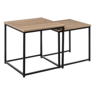 Lot De 2 Tables Gigognes Effet Chêne Naturel Et Métal Noir