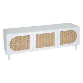 Meuble TV 3 Portes Cannage Cabras Atmosphera - Blanc