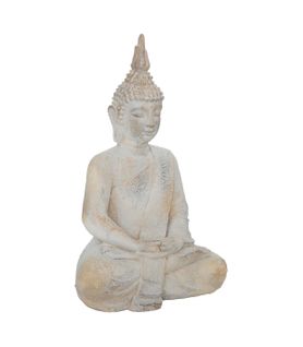 Statue Décorative Bouddha En Résine Blanc Chaud H 50 Cm
