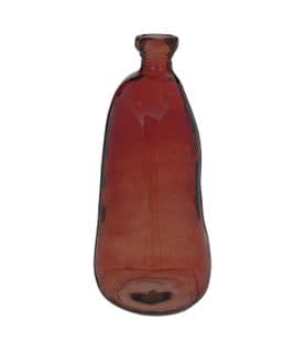 Vase Bouteille En Verre Recyclé Rouge Ambre H 51 Cm