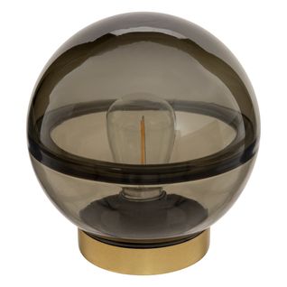 Lampe LED Boule En Verre Noir Et Métal Doré D 15 X H 16 Cm