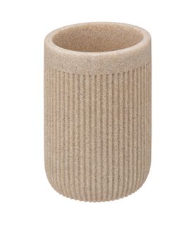 Gobelet Ou Porte Brosse à Dent En Résine Striée Beige Lin