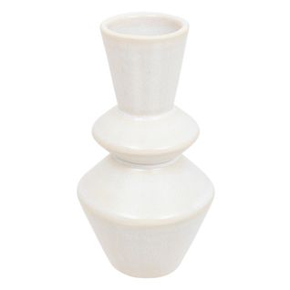 Vase Petit Soliflore En Céramique Émaillée Blanche H 14 Cm