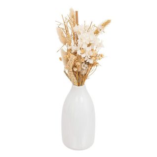Composition De Fleurs Séchées "vase" 25cm Blanc