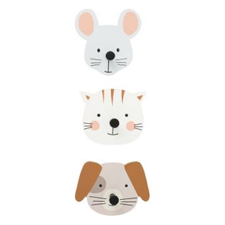 Lot De 3 Patères Déco "animaux" 10cm Multicolore