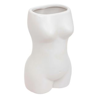 Vase Objet Déco En Céramique Blanche H 17 Cm