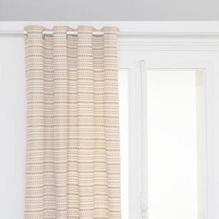 Rideau à Oeillets Jacquard Beige Lin 130 X 260 Cm