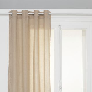 Voilage à Oeillets En Polyester Et Coton Beige Lin 135 X 240 Cm