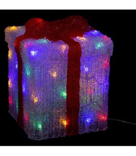 Déco Lumineuse Paquet Cadeau 50 LED Multicolore 8 Jeux De Lumière H 47 Cm