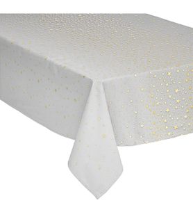 Nappe En Coton Blanc Avec Étoiles Or 140 X 240 Cm