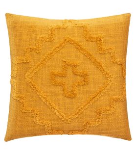 Coussin Déhoussable Inca En Coton Tufté Ocre 40 X 40 Cm