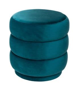 Pouf En Velours Bleu Carnard D 40 X H 40 Cm