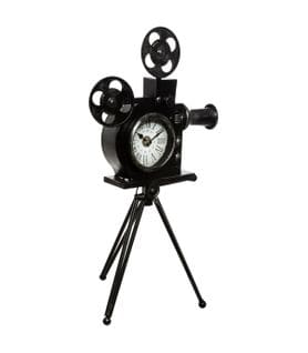 Horloge à Poser Sur Son Trépied Façon Caméra Projecteur De Cinéma H 51 Cm