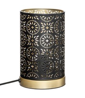 Lampe Cylindrique En Métal Noir Et Or