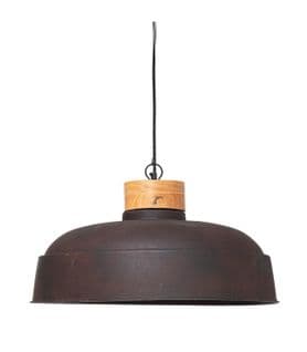 Luminaire Suspension En Métal Aspect Vieilli Et Bois De Manguier D 57 Cm