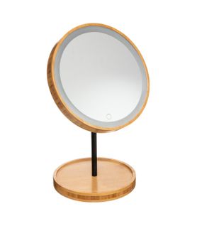 Miroir Pivotant Lumineux à LED En Bambou