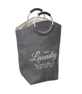 Panier à Linge 35l En Velours Gris L 52 X P 25 X H 60 Cm