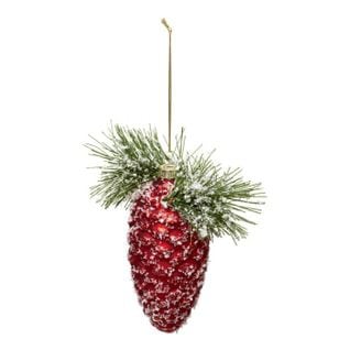 Sujet De Noël Pomme De Pin "soir" 13cm Rouge