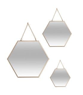 Lot De 3 Miroirs En Métal Doré