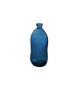 Vase Bouteille En Verre Recyclé Bleu Orage H 35 Cm