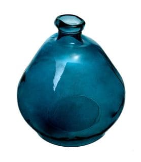 Vase Rond En Verre Recyclé Bleu Orage H 50 Cm