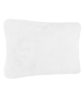 Coussin Décoratif Déhoussable En Fourrure Blanche 45 X 30 Cm