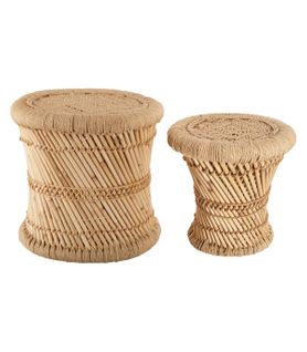 Lot De 2 Tables D'appoint En Corde Beige