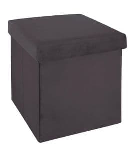 2 En 1 Pouf Pliant Et Coffre De Rangement Velours Gris Foncé 38 X 38 Cm